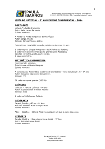lista de material – 9° ano ensino fundamental – 2014 português