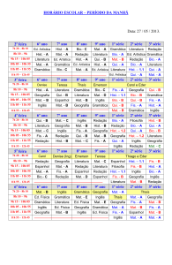 HORÁRIO ESCOLAR – PERÍODO DA MANHÃ