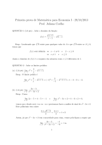 Primeira prova de Matemática para Economia I