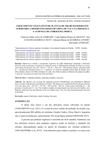 crescimento vegetativo de plantas de milho bandeirante submetido