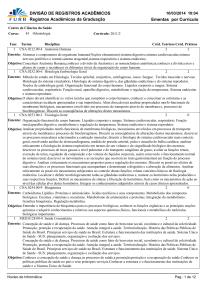 Ementas por Currículo DIVISÃO DE REGISTROS ACADÊMICOS