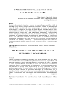 o processo de descentralização e as novas centralidades em natal