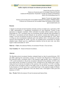 8 Análise empírica da função investimento privado no Brasil