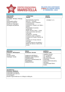 RELAÇÃO DOS CONTEÚDOS 1ªSérie DO ENSINO MÉDIO 3º