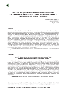 uso dos produtos evi do sensor modis para a estimativa de áreas de