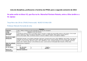 Lista de disciplinas, professores e horários do PPGEL para