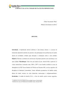 O DÉFICIT NO AUTO CUIDADO DE PACIENTES HIPERTENSOS