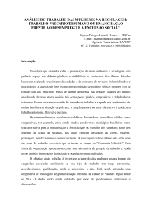 ANÁLISE DO TRABALHO DAS MULHERES NA RECICLAGEM