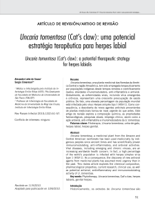 Uncaria tomentosa (Cat`s claw): uma potencial estratégia