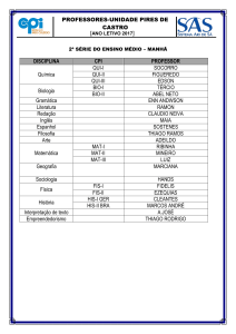 DISCIPLINA CPI PROFESSOR Química QUI-I SOCORRO QUI