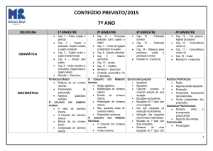 CONTEÚDO PREVISTO/2015 7º ANO