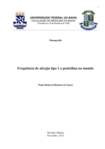 Frequência de alergia tipo 1 a penicilina no mundo