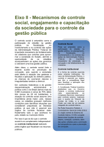 Eixo II - Mecanismos de controle social, engajamento e capacitação