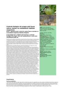 Controle biológico de pragas pela fauna nativa: manter ou