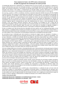 Nota conjunta da Contee e da CNTE contra a desoneração da folha