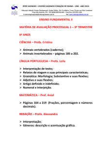 ENSINO FUNDAMENTAL II MATÉRIA DE AVALIAÇÃO