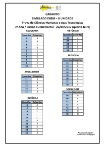 GABARITO SIMULADO ENEM – II UNIDADE Prova de Ciências