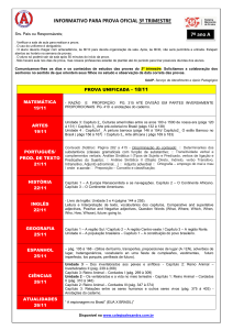 7º ano A INFORMATIVO PARA PROVA OFICIAL 3º TRIMESTRE