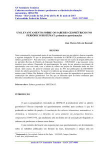 UM LEVANTAMENTO SOBRE OS SABERES GEOMÉTRICOS NO