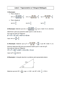 Lista 2 - Trigonometria no Triângulo Retângulo