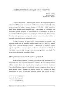 O mercado de trabalho na cidade de Uberlândia