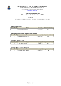 Classificação Nome Inscrição Ampla concorrência 2º Letícia