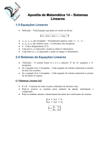 Apostila de Matemática 14 – Sistemas Lineares