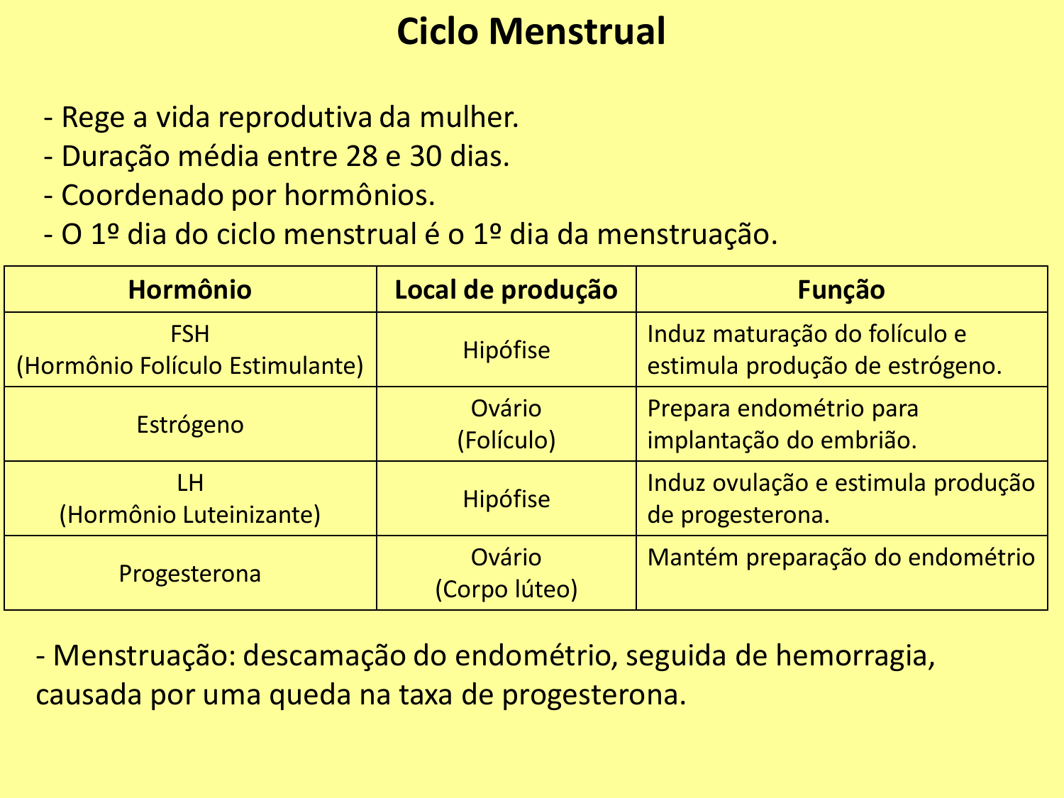 Fases periodo menstrual