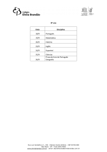 8º ano Data Disciplina 18/9 Português 19/9 Matemática 20/9