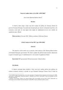 Notas de Análise Sobre a Era FHC (1994