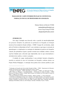 TRABALHO DE CAMPO INTERDISCIPLINAR NO CONTEXTO DA