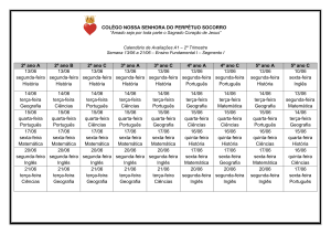 Calendário de Avaliações A1 – 2º Trimestre