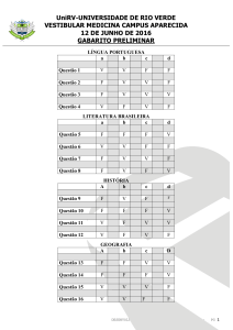 UniRV-UNIVERSIDADE DE RIO VERDE VESTIBULAR MEDICINA
