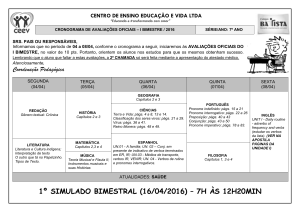 Cronograma de Avaliações do I BIMESTRE – 7º ANO