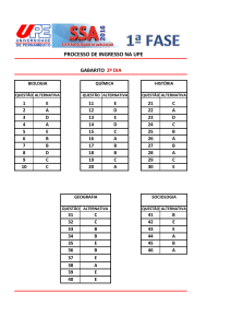 Gabarito - 2º dia - Processo de Ingresso