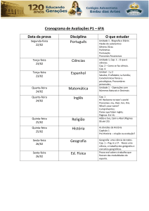 Cronograma de Avaliações P1 – 6ºA Data da prova Disciplina O