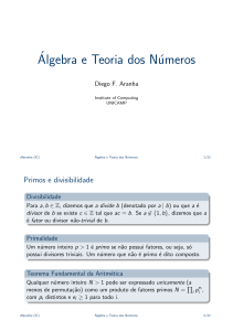 ´Algebra e Teoria dos Números - IC