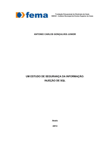 UM ESTUDO DE SEGURANÇA DA INFORMAÇÃO: INJEÇÃO DE SQL