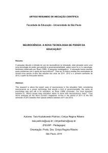 NEUROCI&Ecirc;NCIA: A NOVA TECNOLOGIA DE
