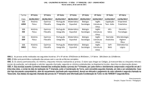 Calendário de Provas 1ª Série