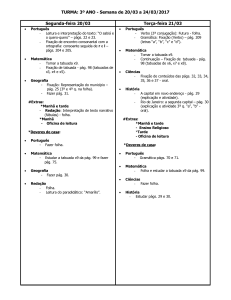 TURMA: 3º ANO - Semana de 20/03 a 24/03/2017 Segunda