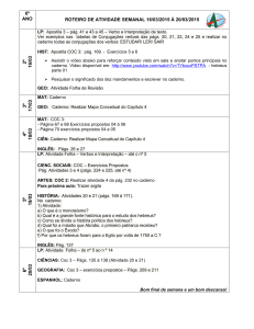 6º ano roteiro de atividade semanal 16/03/2015 à 20