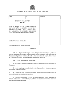 Projeto de Lei 157/2001 - Câmara Municipal do Rio de Janeiro