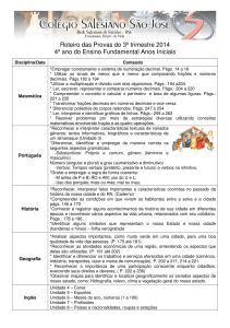 Roteiro das Provas do 3º trimestre 2014 4º ano do Ensino