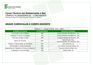 Curso Técnico em Restaurante e Bar CÂMPUS FLORIANÓPOLIS