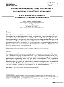 Efeitos do relaxamento sobre a ansiedade e desesperança em