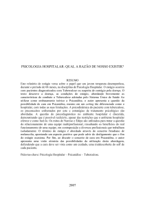 psicologia hospitalar: qual a razão de nosso existir? - BVS-Psi