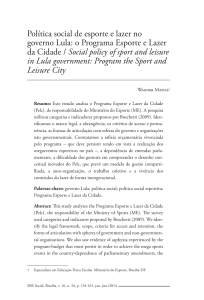 Política social de esporte e lazer no governo Lula: o Programa