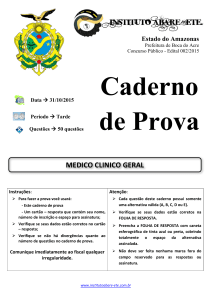 Prova Medico Clinico Geral 19/02/2016 - Instituto Abare-ete