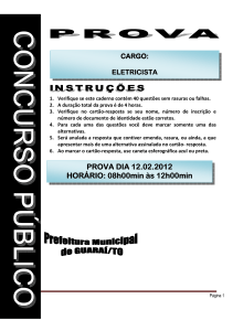Prova de Eletricista da Prefeitura de Guaraí – TO 2012